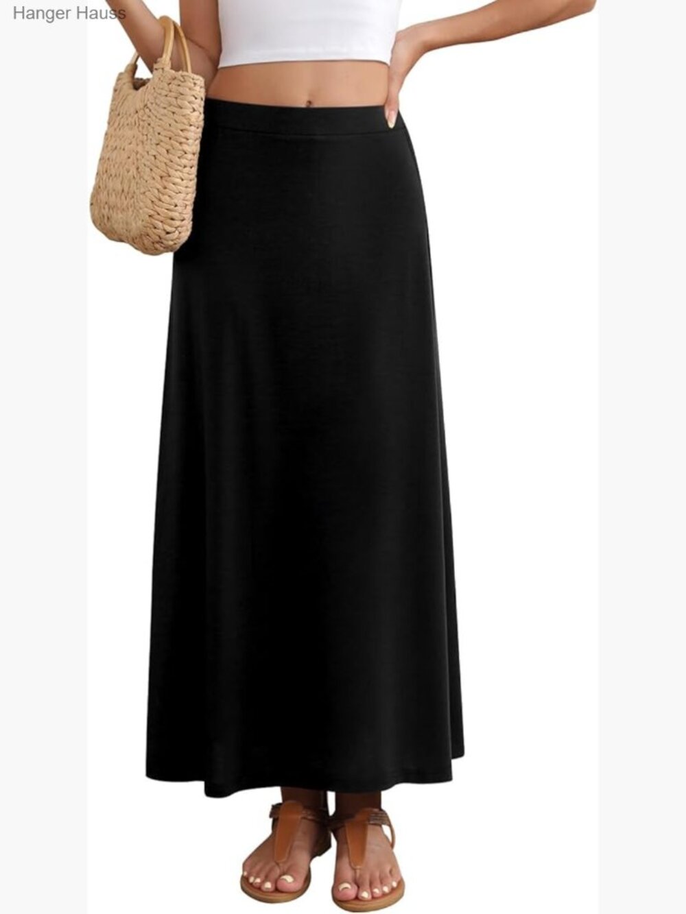 Flowy A-Line High Waisted Maxi Skirt Casual Long Skirt